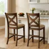 Hivvago Chip Counter Height Chair Set Of 2, Distress Nutmeg Wood, Polyester In Brown