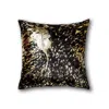 Hivvago Chocolate And Gold Torino Kobe Cowhide Pillow In Black