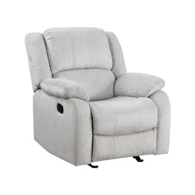 Hivvago Chris 38 Inch Manual Glider Recliner Chair, Solid Wood, Light Gray Chenille