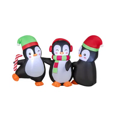 Hivvago Christmas Inflatable Penguins Family With Built-in Led Lights In Black
