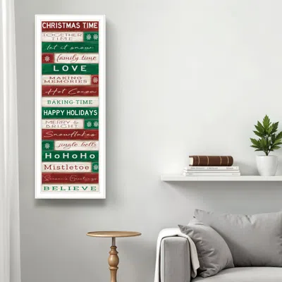 Hivvago Christmas Time White Framed Wall Art In Multi