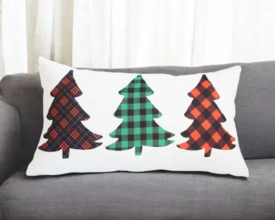 Hivvago Christmas Tree Trio Plaid Lumbar Throw Pillow In Multi