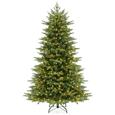 Hivvago Christmas Tree With Lush Pvc Needles & Warm White Led Lights - Pre-lit Artificial Tree For Indoor Fe In Green