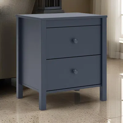 Hivvago Cian Nightstand, 2 Drawers, Navy Blue Wood, Knob Handles, 24 Inch In Gray