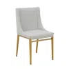 Hivvago Cid Kinn 19 Inch Dining Chair Set Of 2, Light Gray Polyester, Brass Steel In White