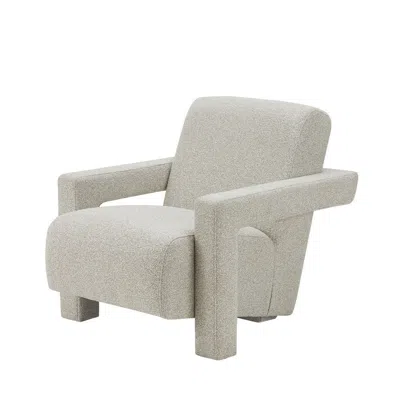 Hivvago Cid Lily 28 Inch Accent Chair, Foam Cushioned Plush Beige Polyester Fabric In Gray