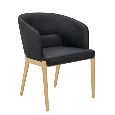 Hivvago Cid Ravi 23 Inch Dining Chair, Dark Gray Faux Leather, Brass Steel Legs
