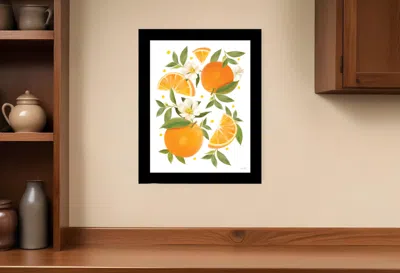 Hivvago Citrus Orange Botanical Black Framed Print Wall Art