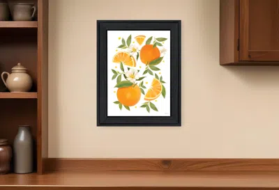 Hivvago Citrus Orange Botanical Black Framed Print Wall Art