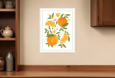 Hivvago Citrus Orange Botanical White Framed Print Wall Art