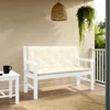 Hivvago Claire 2pc Outdoor Cushion For Bench, Tufted White Oxford Fabric In White
