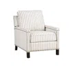 Hivvago Claire 34 Inch Accent Chair, Push Recliner, Beige Gray Polyester Pinstripes In White