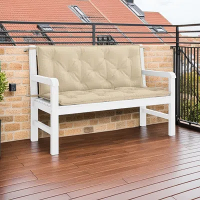 Hivvago Claire Outdoor Cushion For Bench, 47 Inch, Beige Tufted Oxford Fabric In Neutral