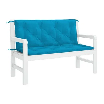 Hivvago Claire Outdoor Cushion For Bench, 47 Inch Button Tufted Blue Fabric