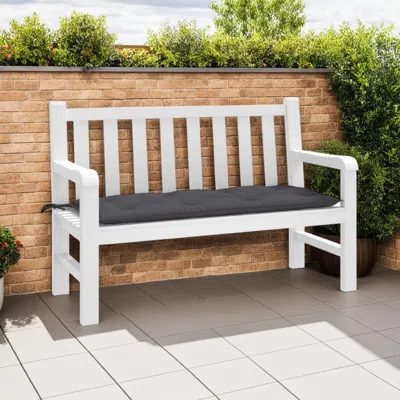 Hivvago Claire Outdoor Cushion For Bench, 47 Inch, Dark Gray Tufted Oxford In White