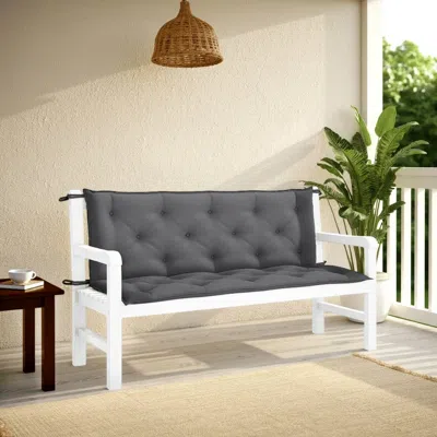 Hivvago Claire Outdoor Cushion For Bench, 59 Inch, Dark Gray Tufted Oxford
