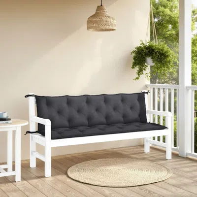 Hivvago Claire Outdoor Cushion For Bench, 71 Inch, Black Tufted Oxford Fabric In Gray