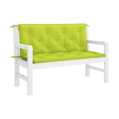 Hivvago Claire Outdoor Cushion For Bench, Button Tufted Green Fabric, 47 Inch