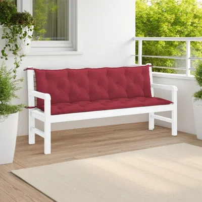 Hivvago Claire Outdoor Cushion For Bench, Button Tufted Red Fabric, 71 Inch