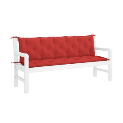 Hivvago Claire Outdoor Cushion For Bench, Button Tufted Red Fabric, 71 Inch