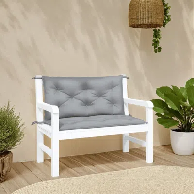 Hivvago Claire Outdoor Cushion For Bench Set Of 2, 39in Gray Tufted Oxford