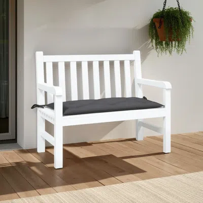 Hivvago Claire Outdoor Cushion For Bench, Tufted Black Oxford Fabric, 39 Inch In White