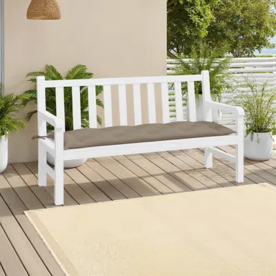 Hivvago Claire Outdoor Cushion For Bench, Tufted Taupe Oxford Fabric, 59 Inch In White