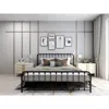 Hivvago Classic Black Metal Bed Frame With Slatted Headboard And Footboard In Black