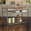 Hivvago Classic French Style Hardwood Butcher Block Top Metal Kitchen Utility Table In Metallic