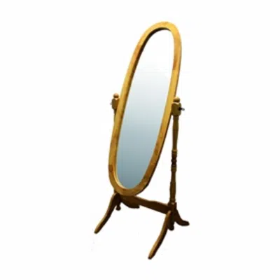 Hivvago Classic Oval Cheval Floor Mirror With Natural Wood Finish Frame In Brown