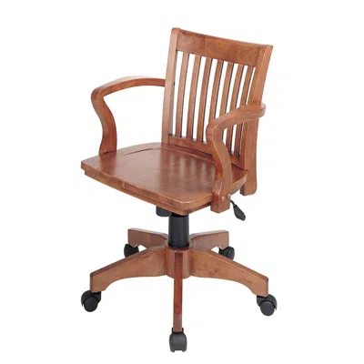 Hivvago Classic Wooden Bankers Chair With Wood Seat And Arms In Brown