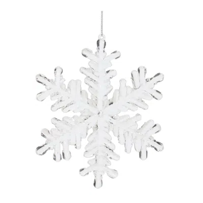 Hivvago Clear Acrylic Snowflake Oranment (set Of 12) In White