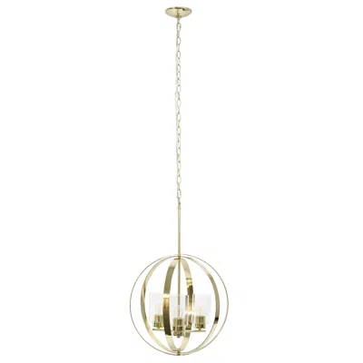 Hivvago Gold And Clear Sphere Three Light Iron Ceiling Light With Clear Shades In White