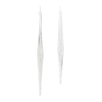 Hivvago Clear Glass Icicle Drop Ornament (set Of 6) In White