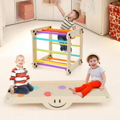 Hivvago Climbing Triangle Ladder Toy Indoor Jungle Gym With Reversible Ramp-multicolor
