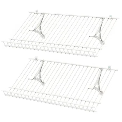 Hivvago Closet Shelves Wall Mounted Set Of 2 Metal Wire Shoe Racks In White