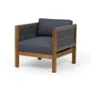 Hivvago Club Lounge Chair, Woven Rattan Rope, Brown Acacia Wood, Gray Fabric In Brown