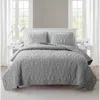 Hivvago Coastal Beach Embossed Starfish Seashell Seahorse Grey 3-piece Quilt Set In Brown
