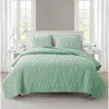 Hivvago Coastal Beach Starfish Seashell Seahorse Light Green Teal Quilt Set In Green