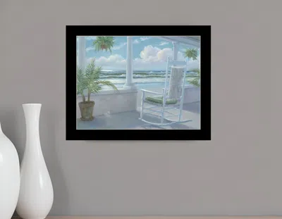 Hivvago Coastal Porch Black Framed Print Wall Art