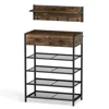 Hivvago Coat Rack Shoe Stand Set 5-tier Shoe Rack With Wall-mounted Coat Hanger-brown