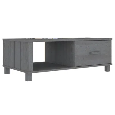 Hivvago Coffee Table, 39 Inch, Rectangular Top, Solid Pine Wood, Dark Gray
