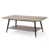 Hivvago Coffee Table, 43 Inch Top, Black Metal Legs, Taupe Gray Wood Finish