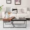 Hivvago Coffee Table Set Of 2 With Powder Coated Metal Legs-black