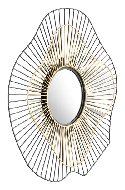 Hivvago Comet Round Mirror Black & Gold