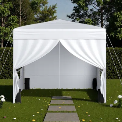 Hivvago Commercial 10x10 Pop-up Tent With Four Enclosed Panels For Sun And Wind Protection In White