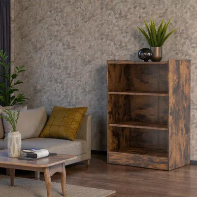 Hivvago Compact 3-tier Organizer Shelf With Adjustable And Open Layout In Brown