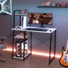 Hivvago Compact Computer Desk Workstation With 4 Tier Shelves For Home And Office-white