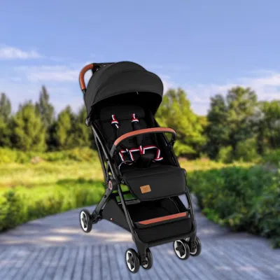 Hivvago Compact Lightweight Travel Stroller For Toddlers Portable Airplane-friendly Baby Stroller In Black
