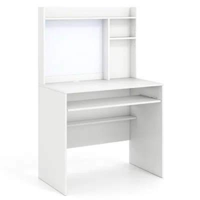 Hivvago Compact Office Computer Desk With Hutch Magnetic Whiteboard-white